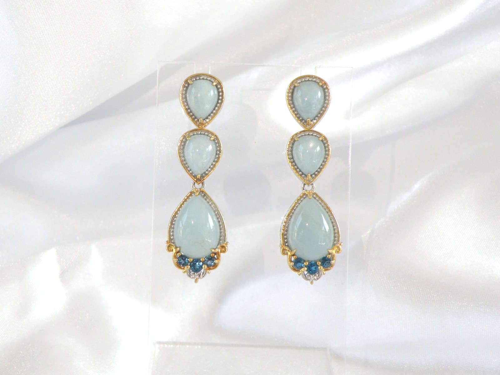 Gem En Vogue Michael Valitutti Sterling Silver 925 Milky Aquamarine Earrings