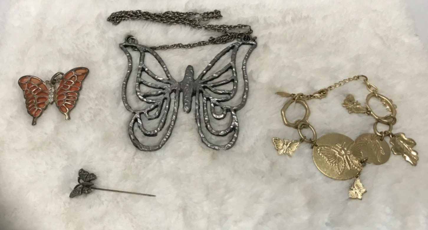 Vintage Butterfly Jewelry Lot Bracelet,Pendant ,Pin, Necklace