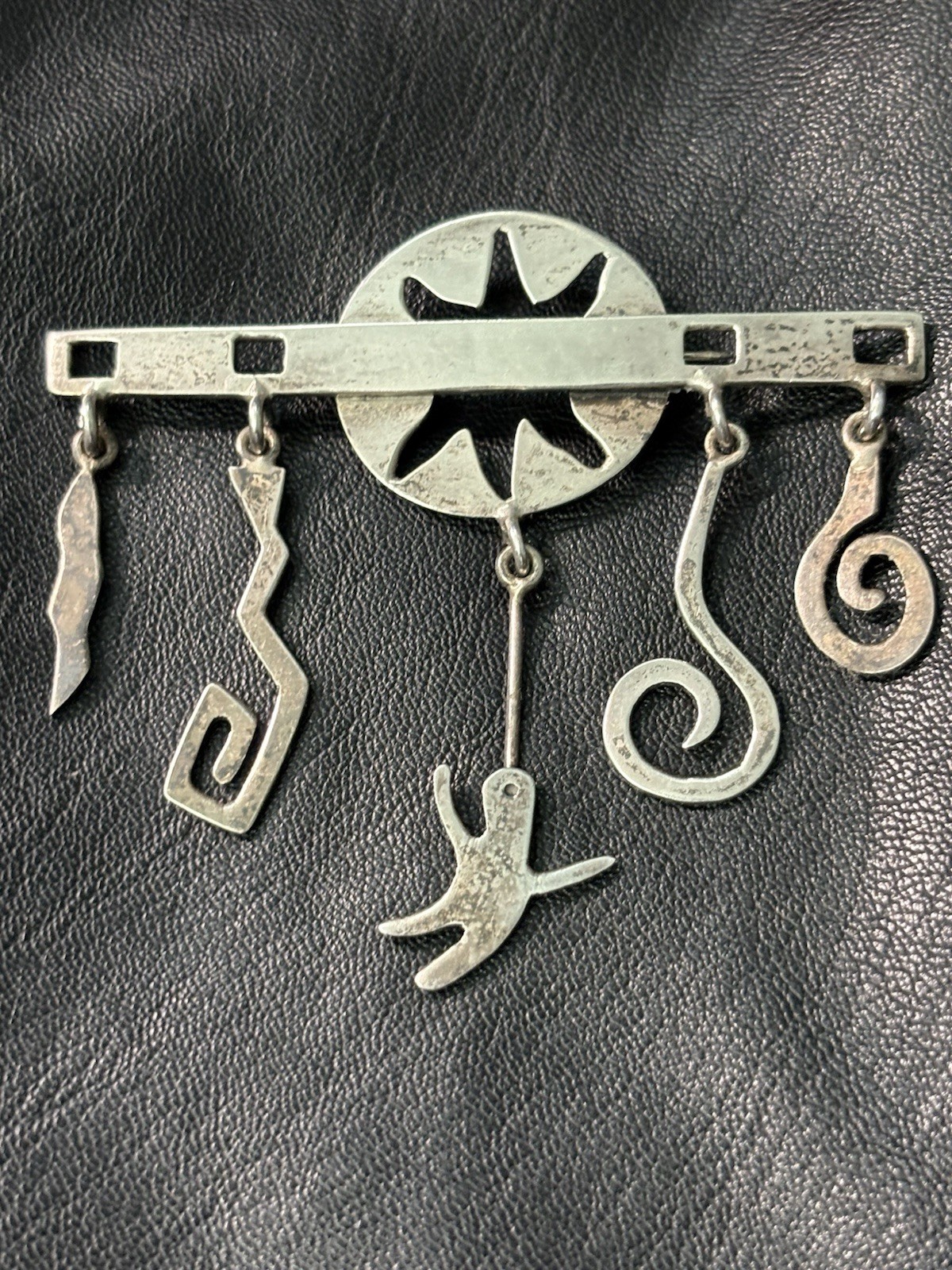 Vintage Forbes Sterling Silver Charm Brooch Turtle Star Sea Life Swirl 17g 2.8”