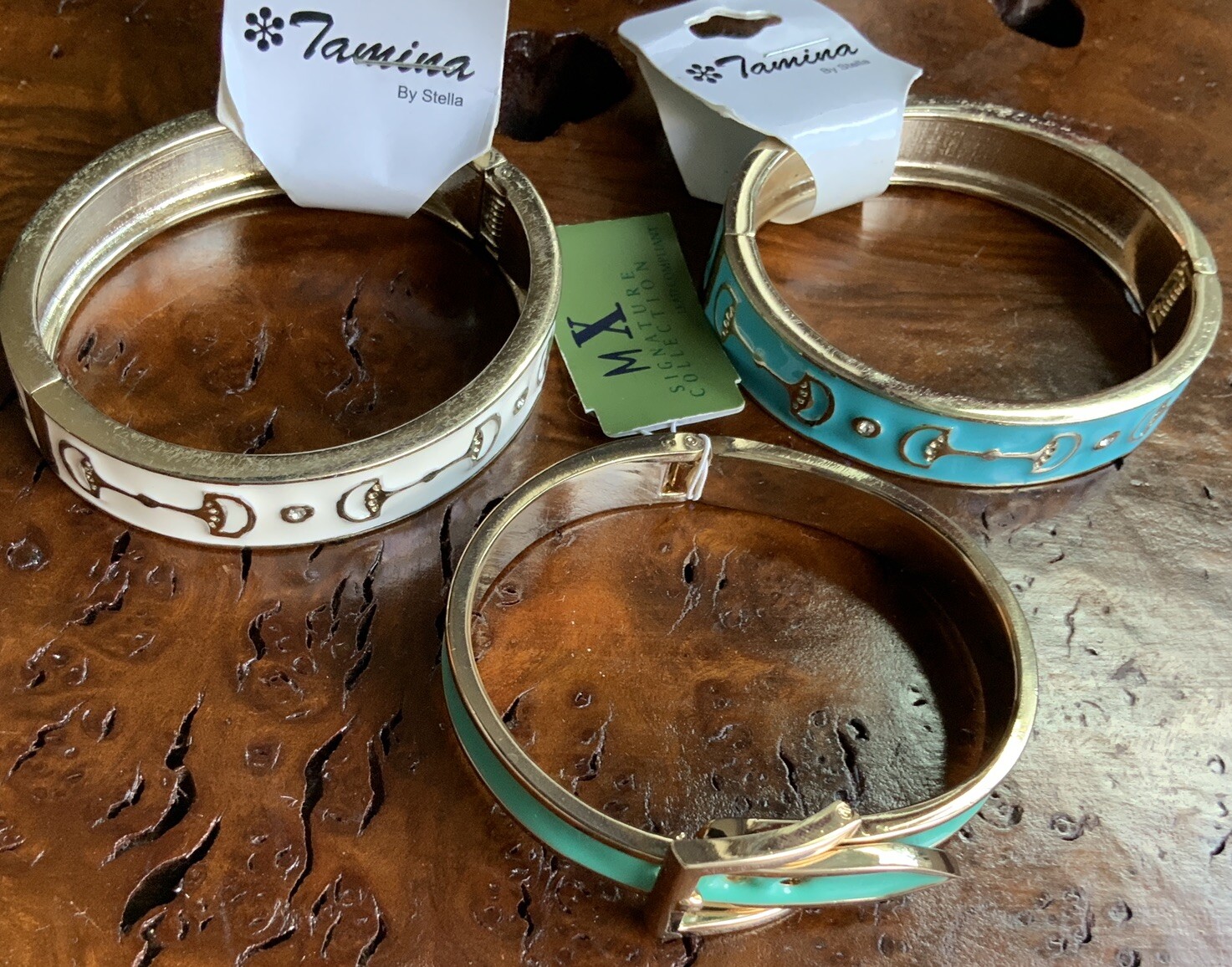 Set Of 3 Enameled Goldtone Bracelets 2 Tamina By Stella 1 MX New With Tags