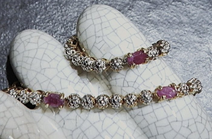 DEE BERKLEY 925 Sterling Silver Vermeil Ruby Tennis Bracelet 9.4g DBJ Signed