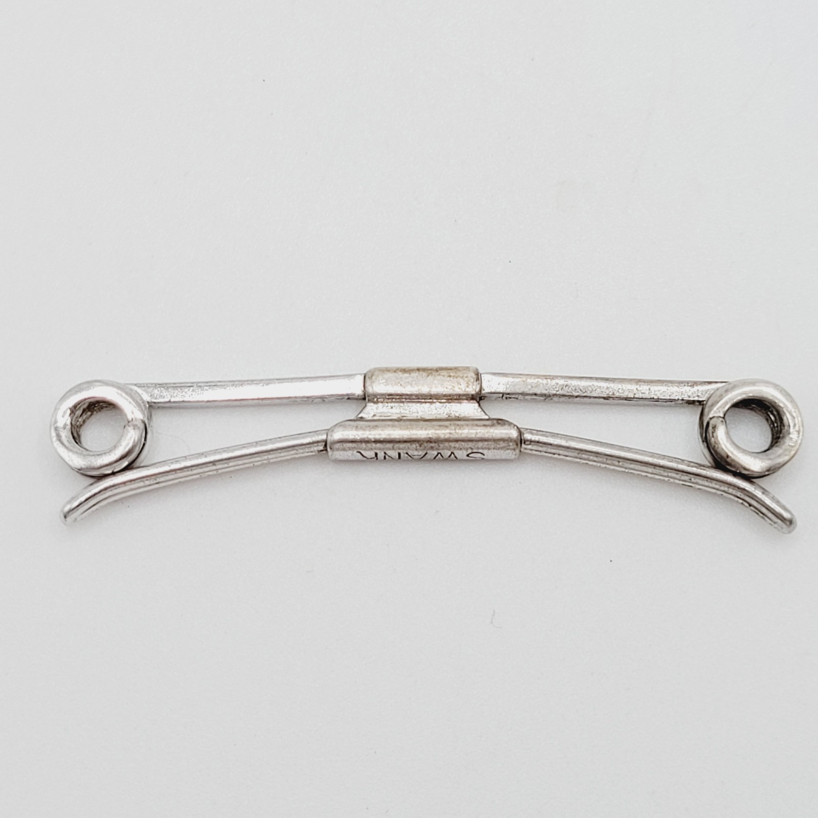 Swank 1930s Sterling Silver Collar Bar Stay Clip Patent 75818 Curved Flex Design