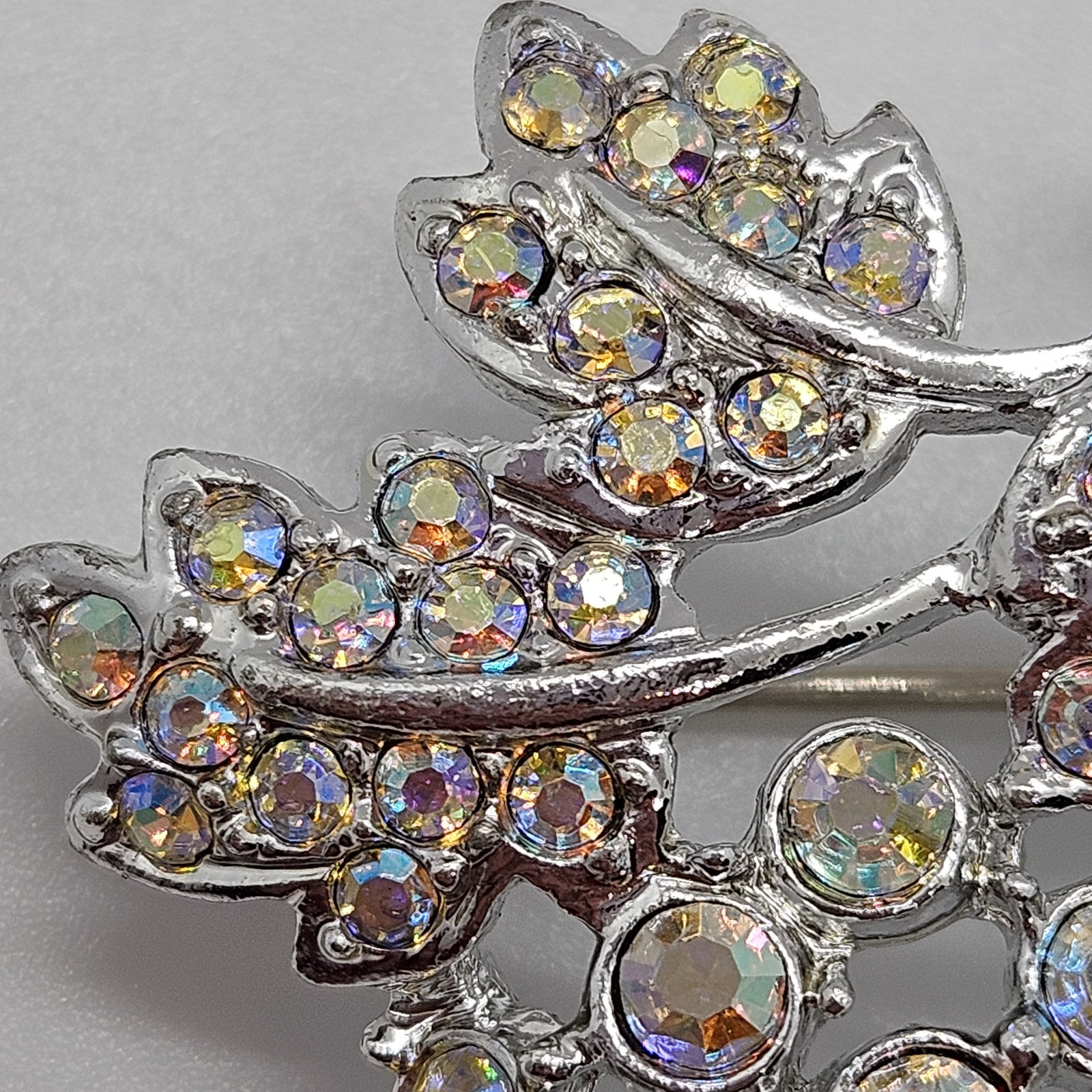 Vtg AB Aurora Borealis Bunch of Grapes Brooch Extreme Sparkle!