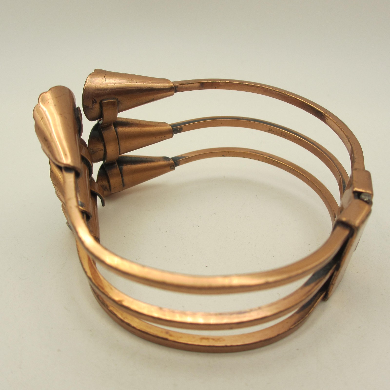 Vintage Renoir Bracelet Copper Calla Lilly Hinged Cuff