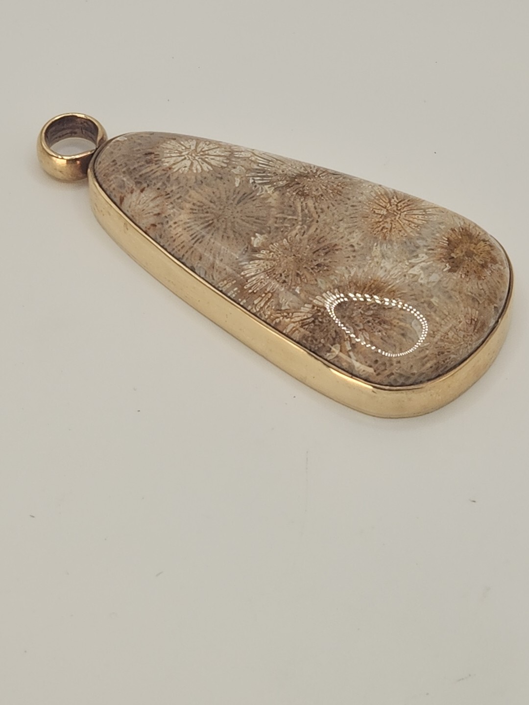 STEPHEN DWECK Large Vintage 2002 Fossil Coral Stone Bronze Pendant. Unique