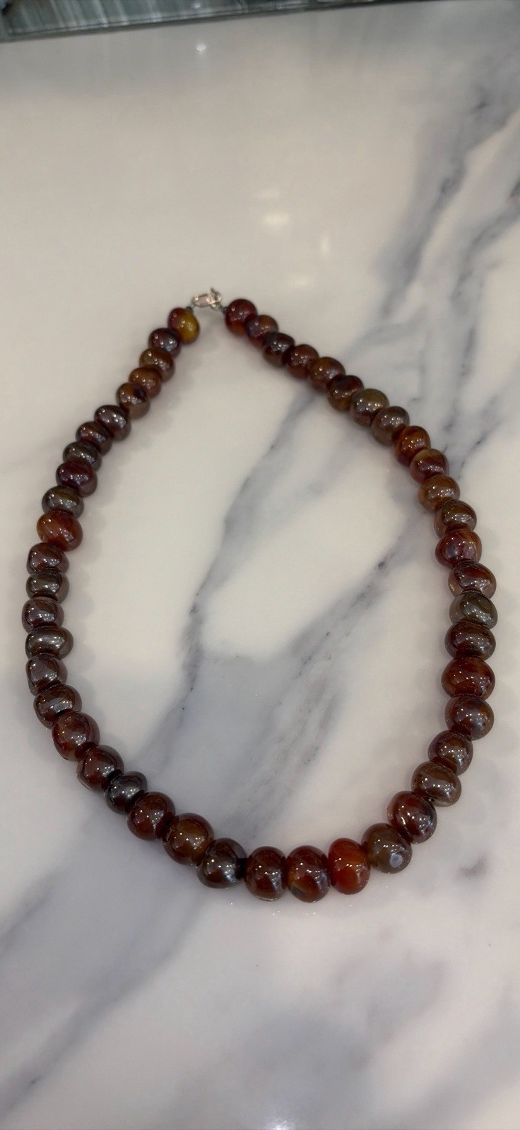 Gorgeous vintage agate necklace Rich Dark Colors OOAK Different Round Shaped