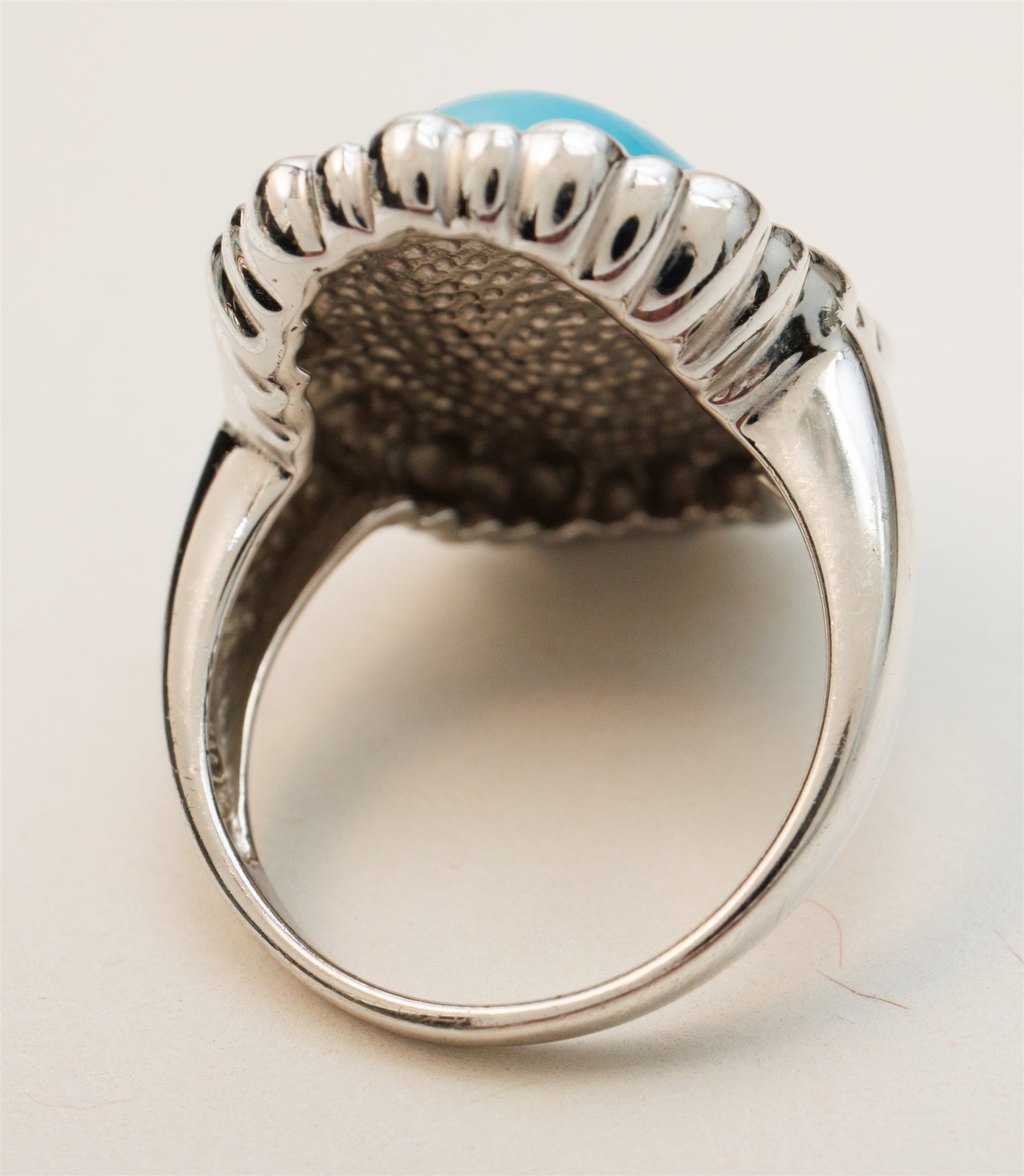 Size 8 Sleeping Beauty Clean Blue Turquoise Glossy Sterling Silver Ring