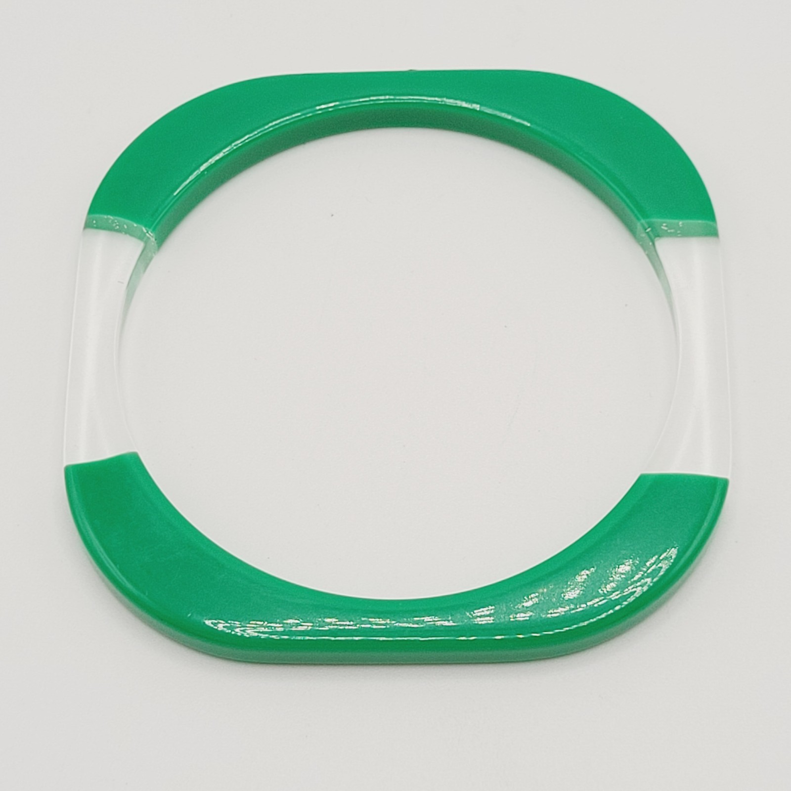 Green and Clear Lucite Bangle Bracelet Unique Retro Style Vintage 1980s