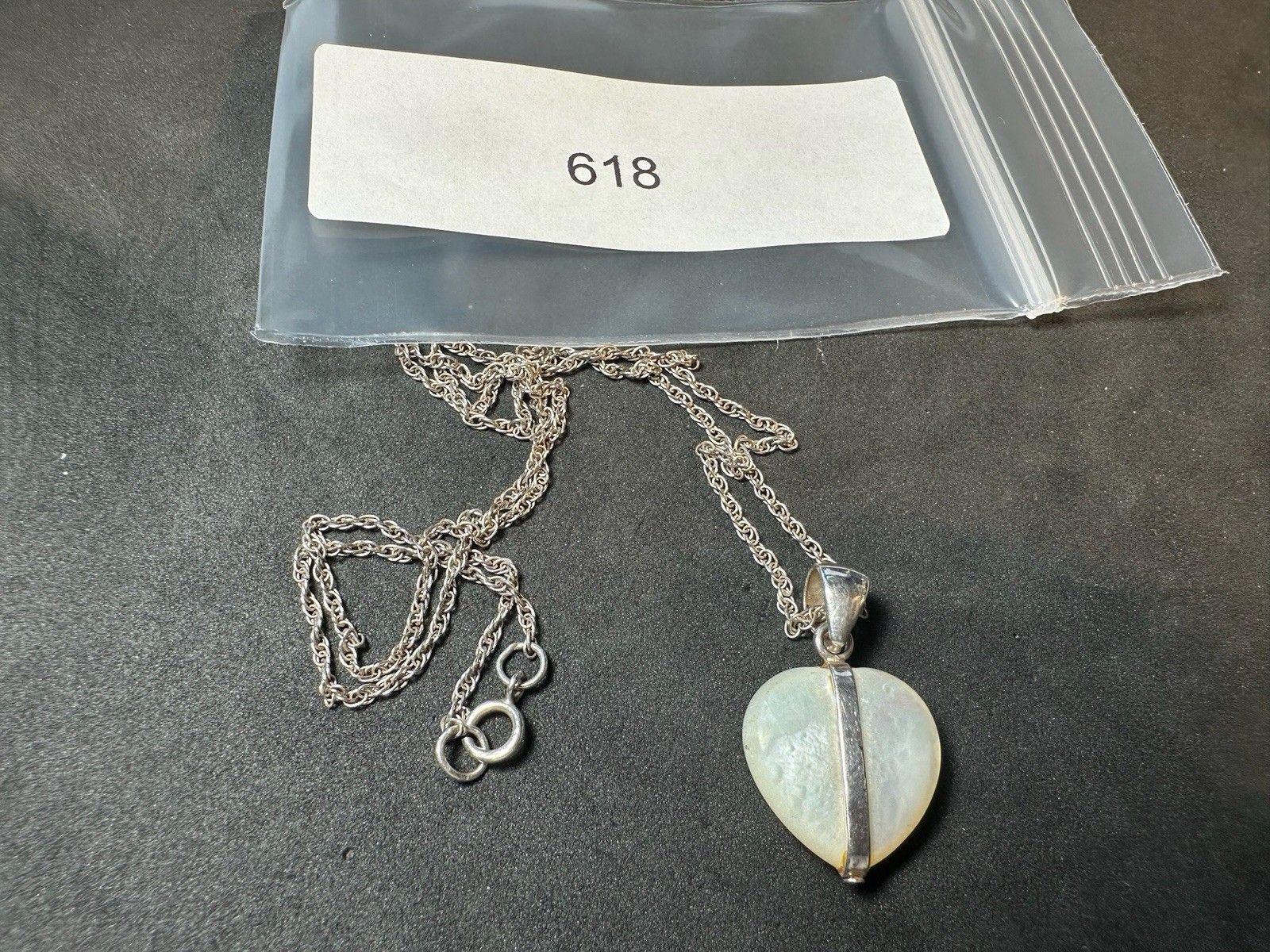 3.69g Vintage Sterling Silver 925 Heart Pendant Chain Necklace M 16.5 in