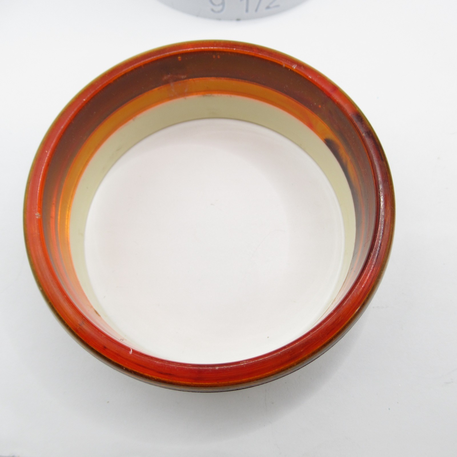 Plastic Faux Tortoise White Brown Plastic Bangle Bracelet 7.5