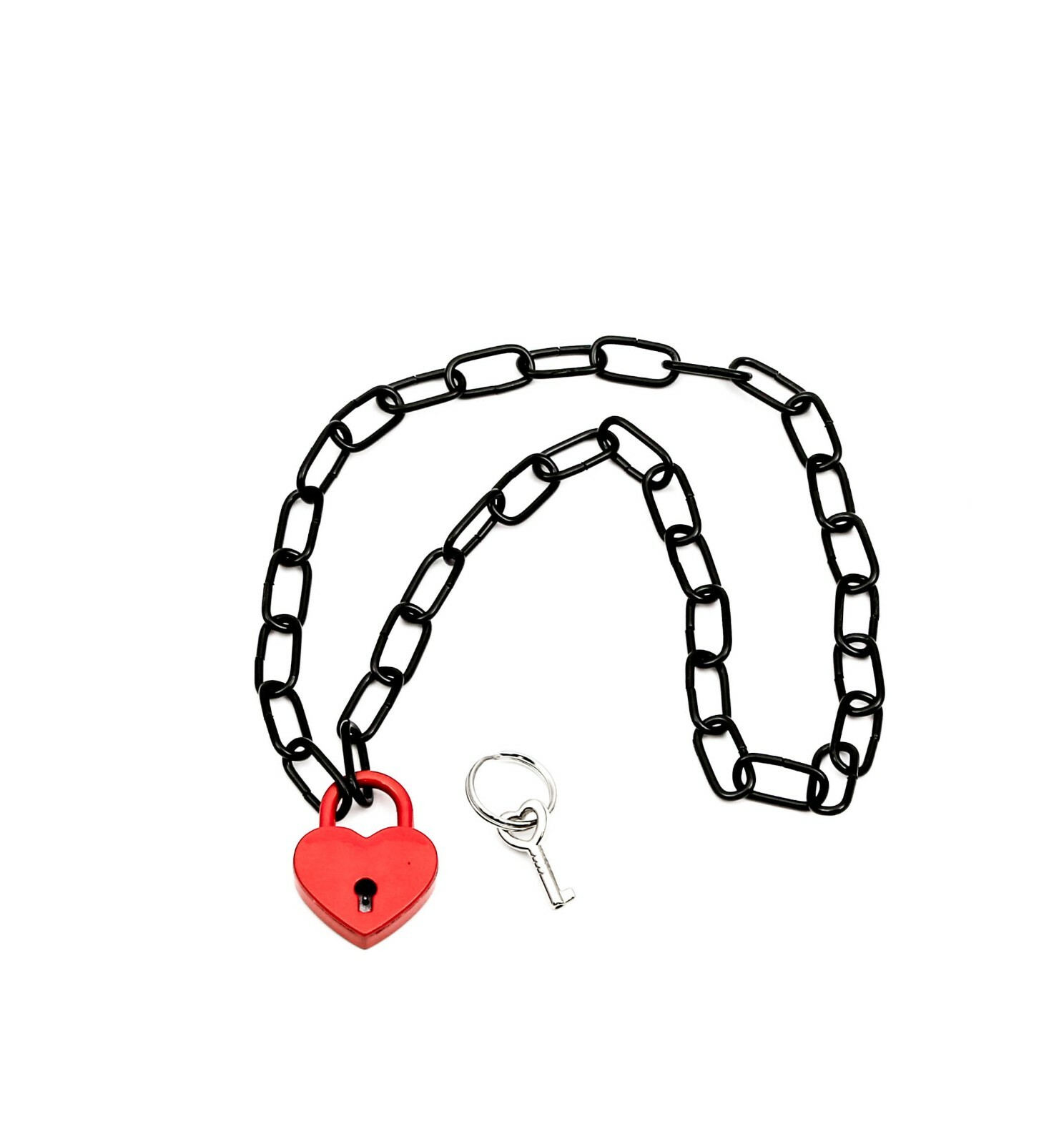 Red Heart Padlock Sid Vicious Style Pendant Punk Goth Thrash Metal Style