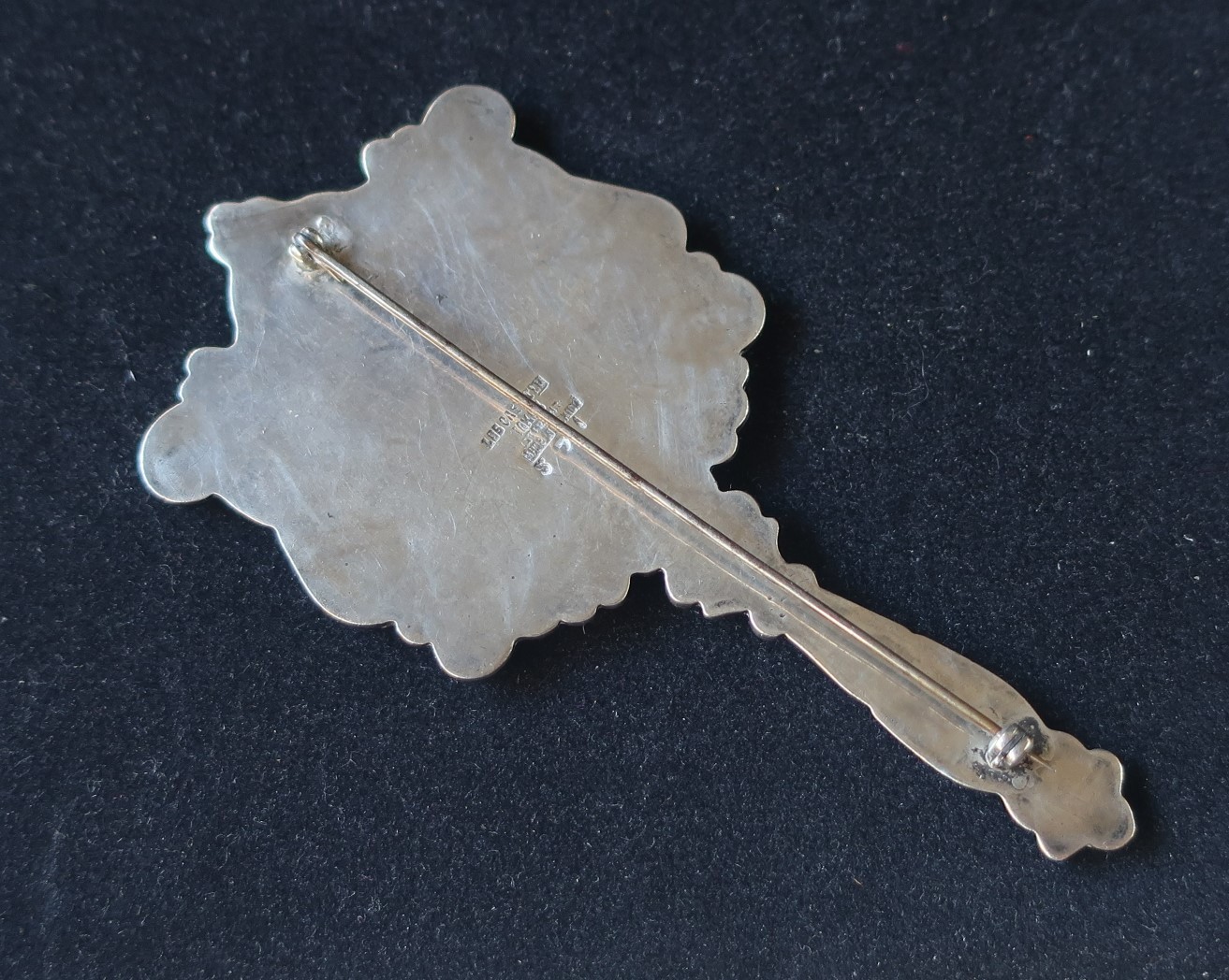 HUGE RARE VINTAGE EARLY LOS CASTILLO TAXCO STERLING SILVER MIRROR PIN