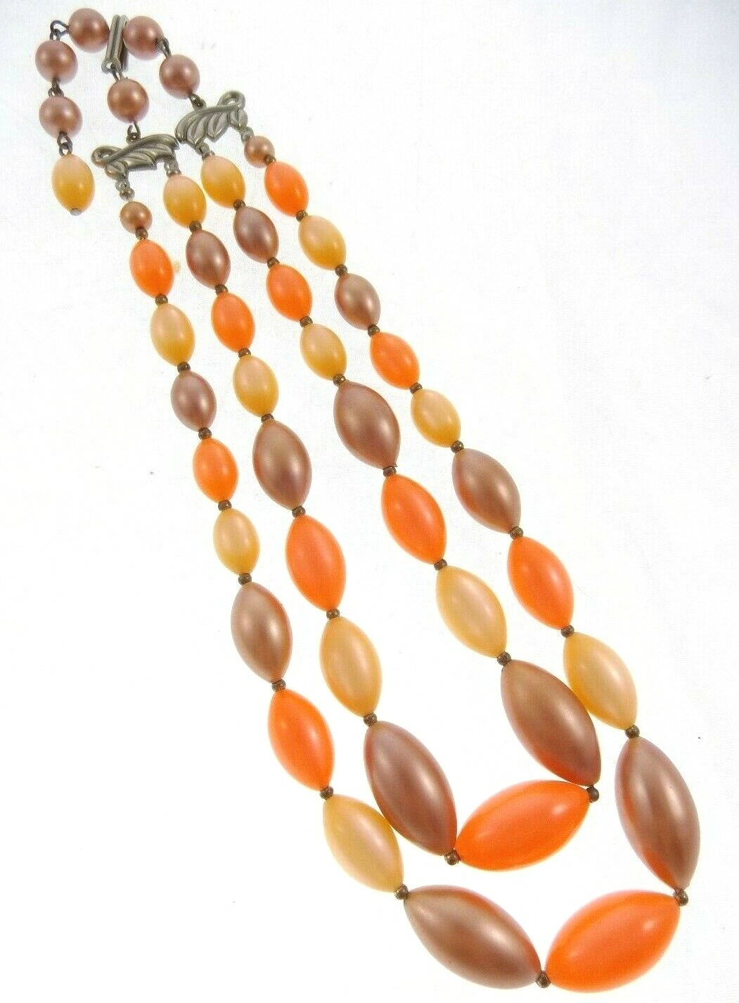 15-17″ Vintage Orange Moonglow Multi Double-Strand Necklace