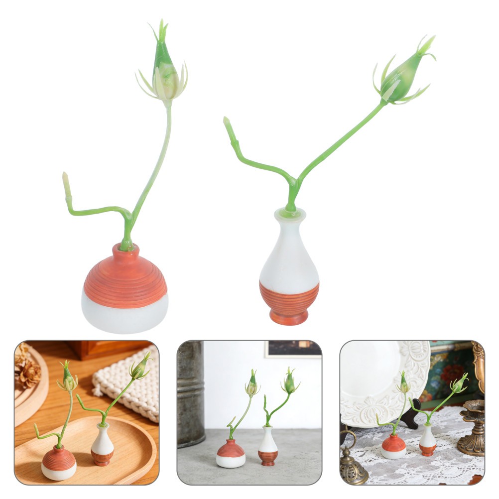 2 Pcs Simulated Bonsai Simulation Gardening Flower Artificial Plants