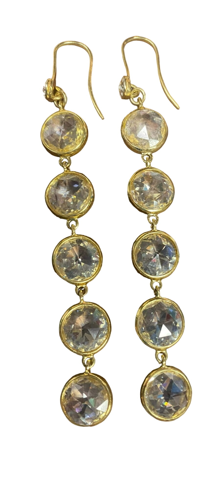 Vintage Henri Bendel Gold tone and Chrystal Drop Pierced Earrings