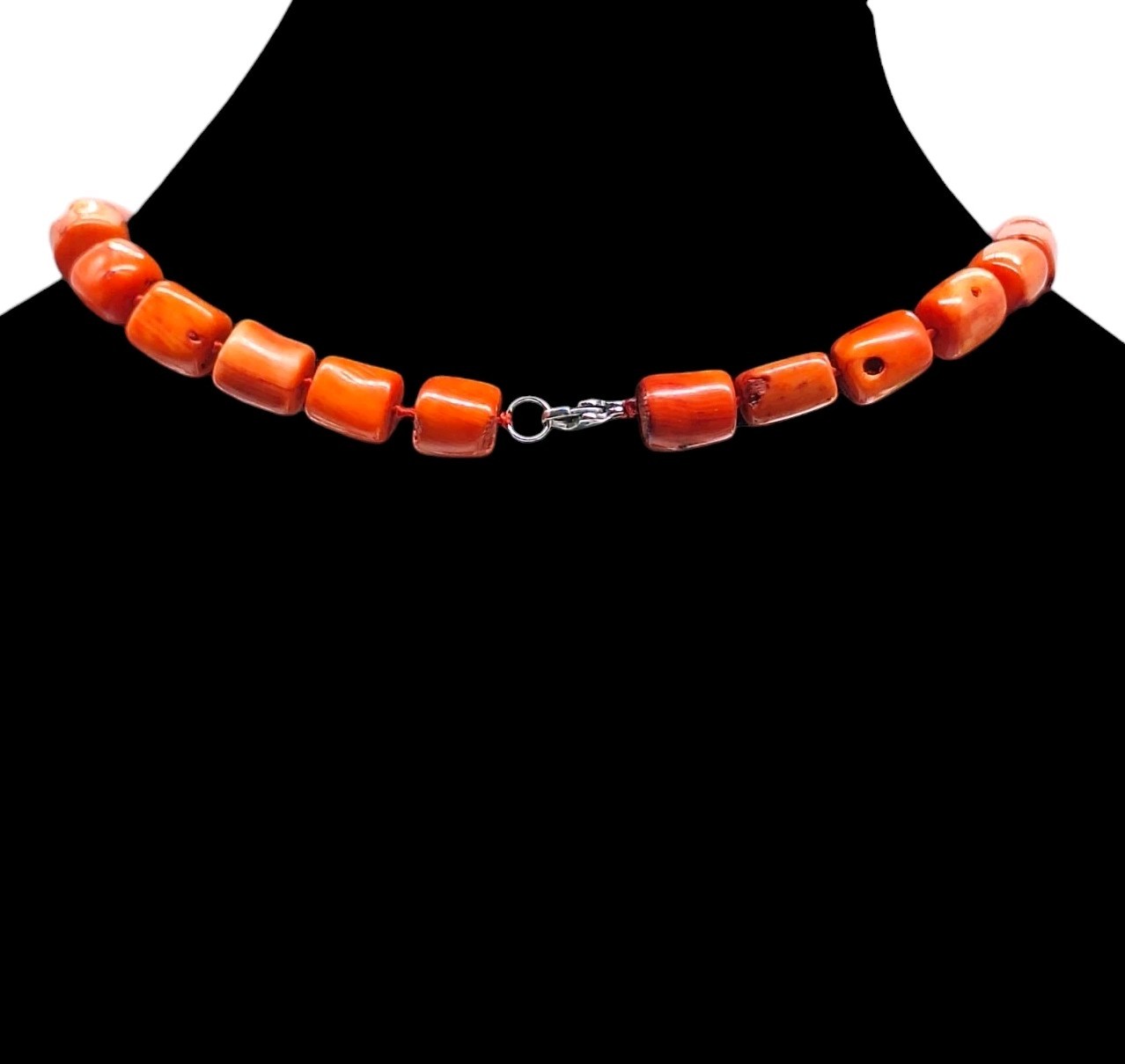 Vintage 91g Thick Natural Genuine Salmon Red Coral Beads Necklace