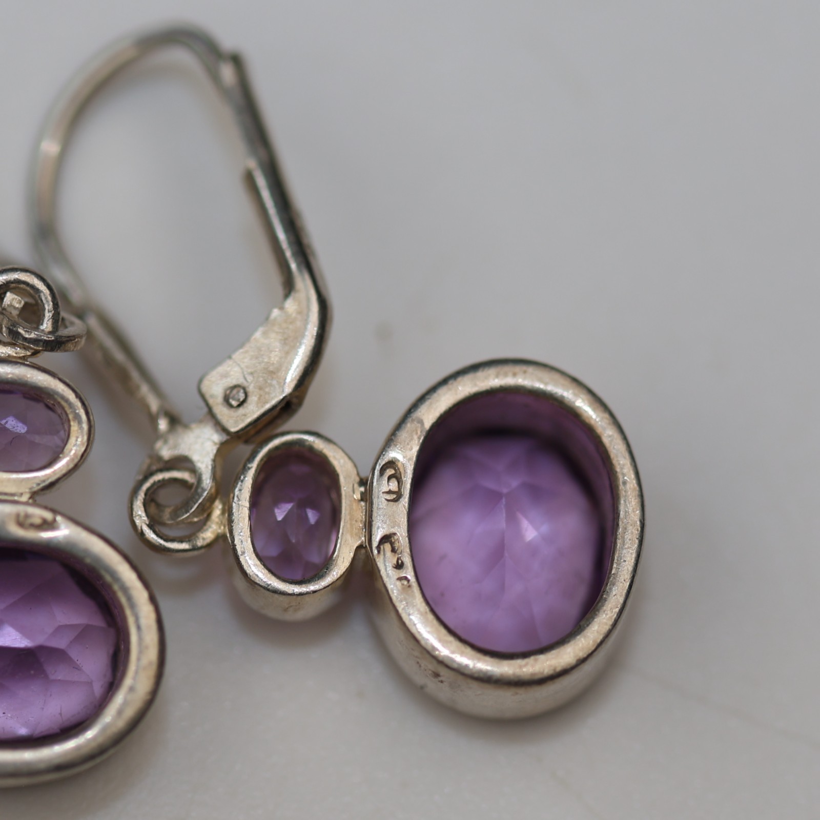 Purple Amethyst Gemstone Earrings Sterling Silver