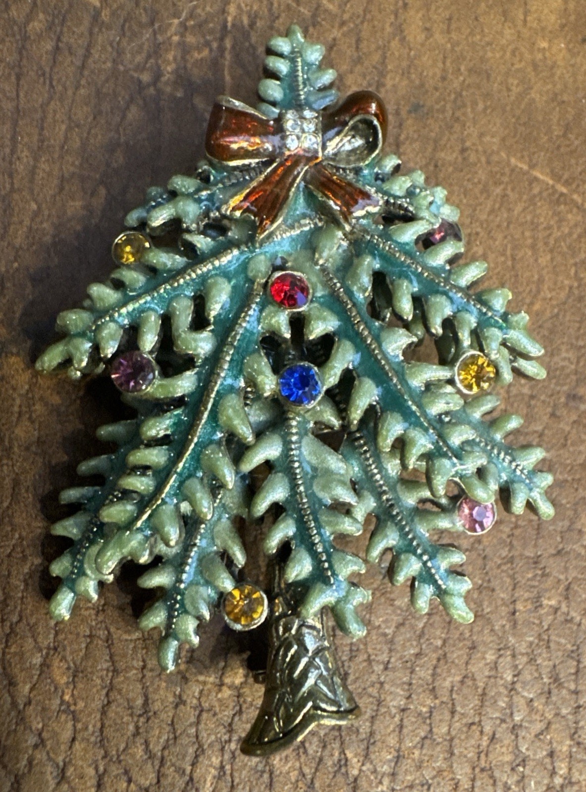 Vintage Holiday Brooch Collection lot of 3 Reindeer Christmas Tree & Bell