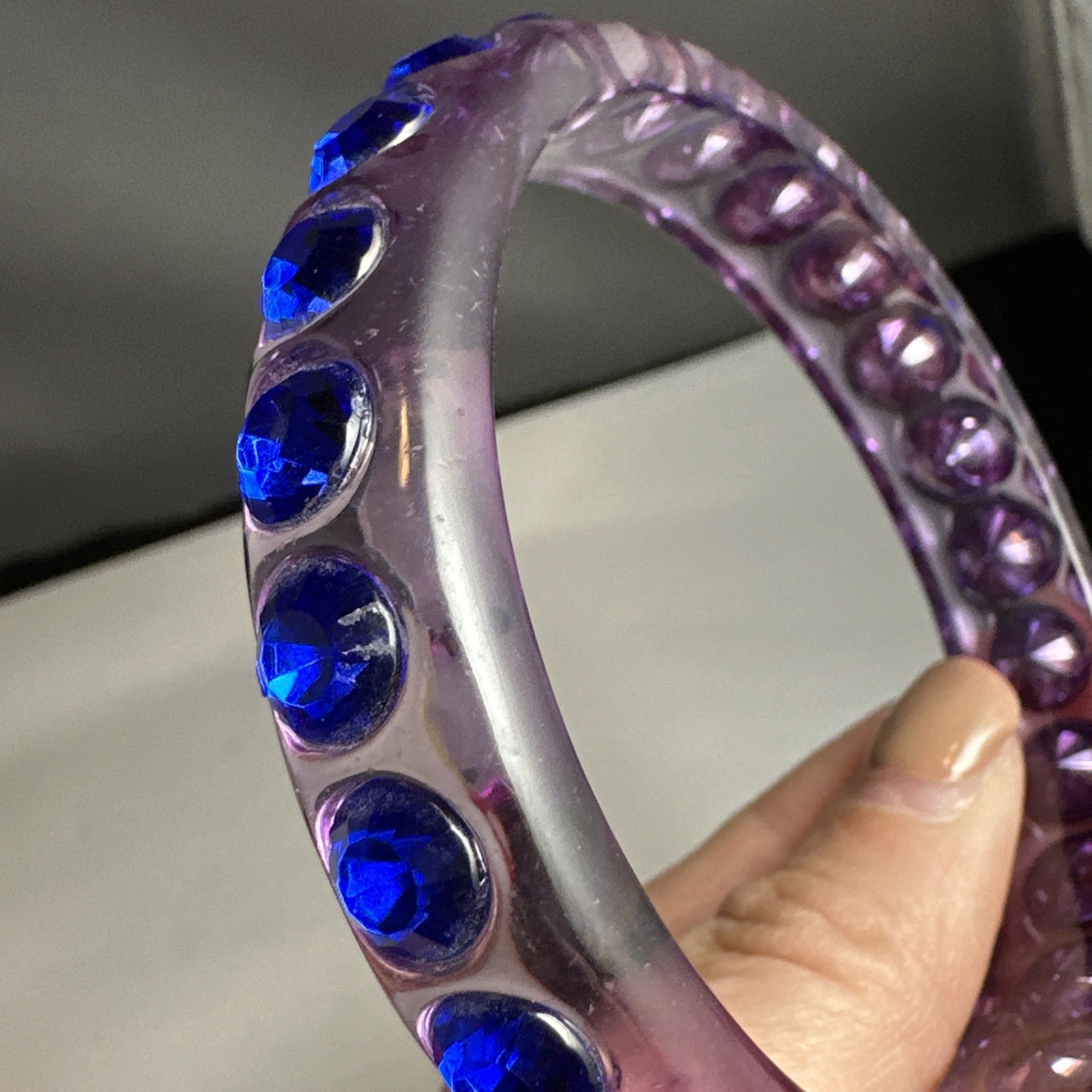 Vintage blue and purple blue lucite bangle bracelet