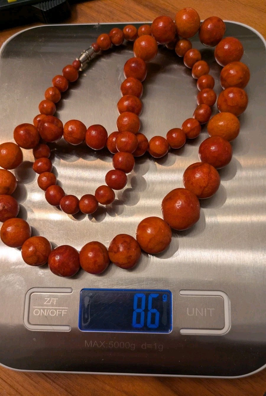 Heavy 86g Vintage Sponge Coral Necklace 24” Graduated Bead Estate