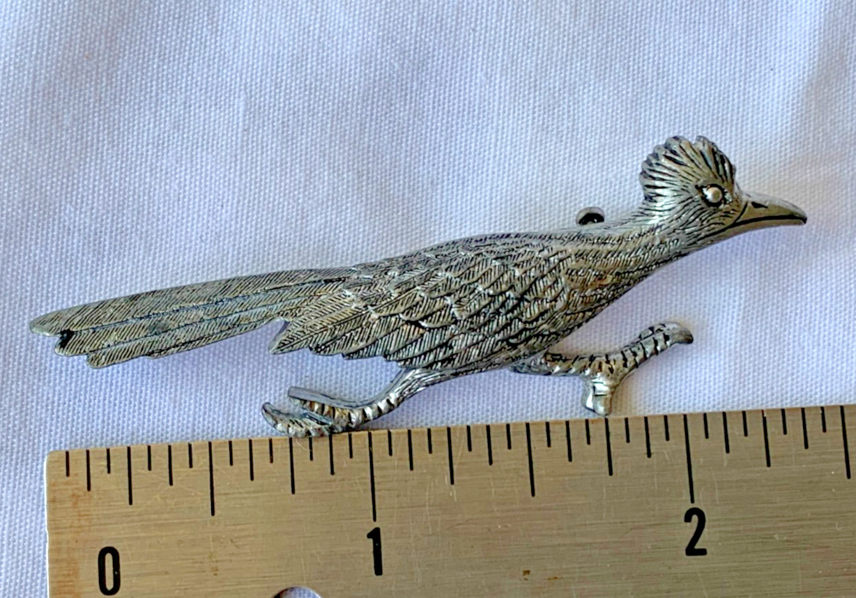 2 Roadrunner Pins Silver-tone South Western Jewelry 1-J. Ritter & 1-Foritt