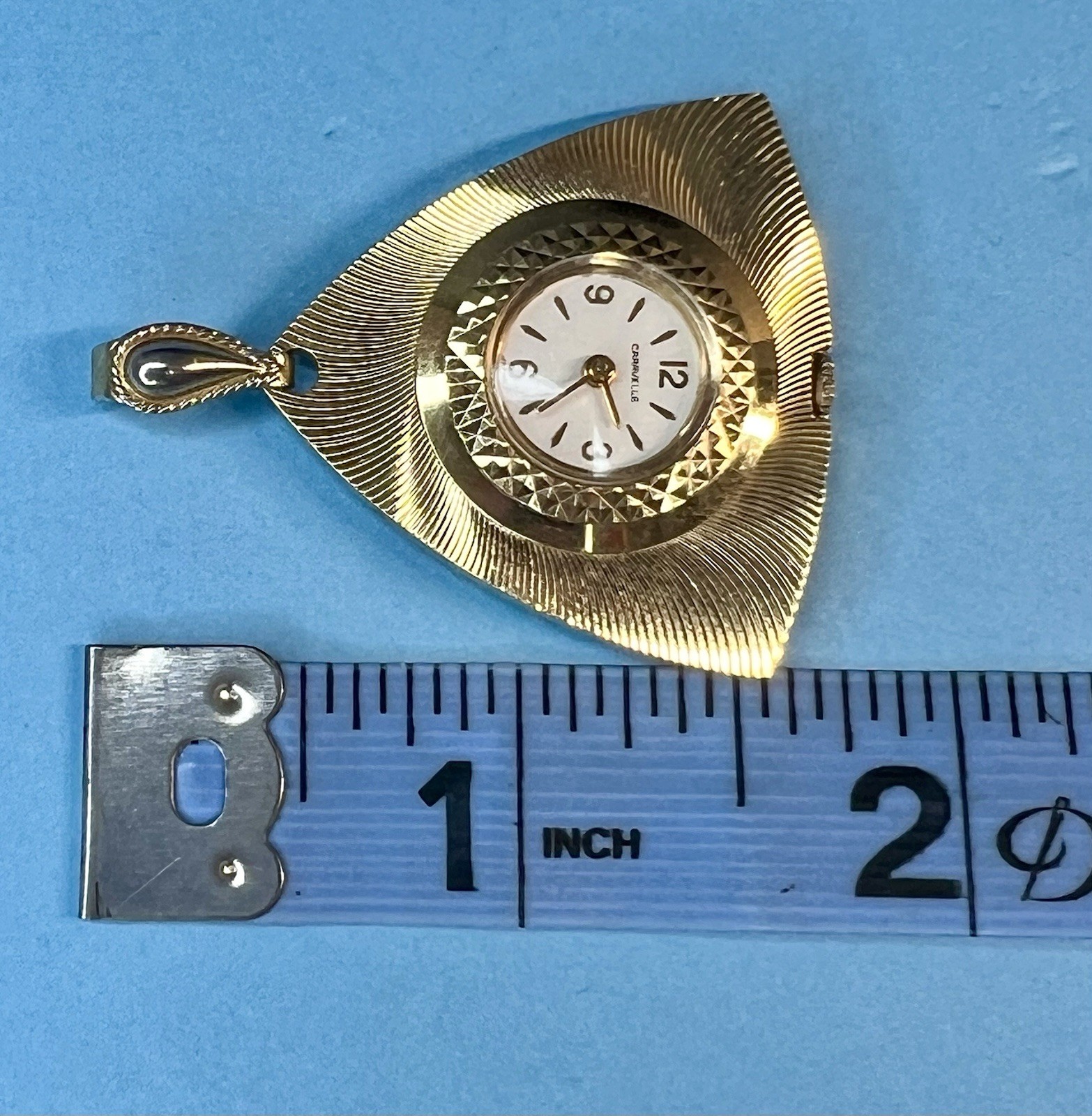 Ladies Vintage Caravelle By Bulova Pendant Watch Gold Tone Manual Swiss Works
