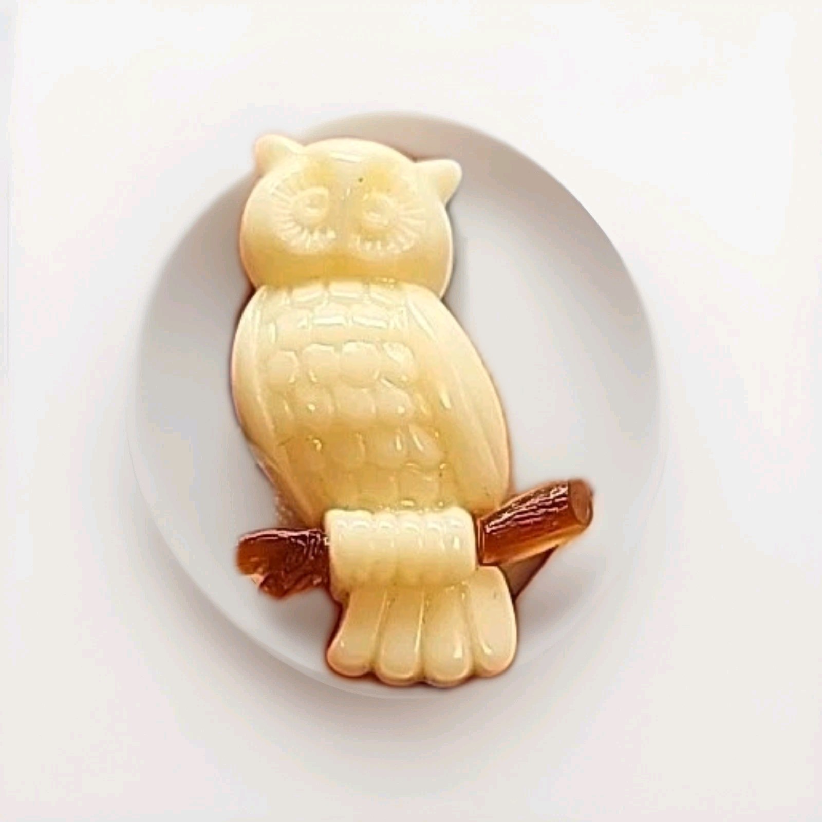 Vintage 1.25″ Avon Lucky Friends Owl Pin White & Brown Lucite Brooch