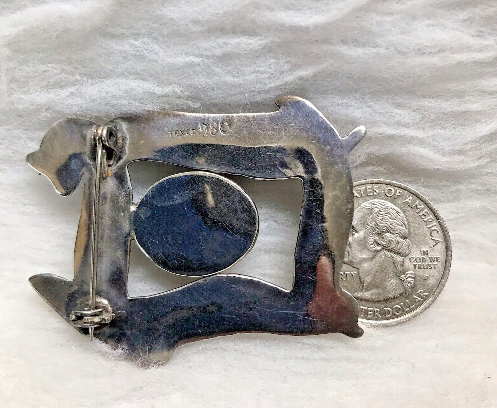 Taxco 980 silver amethyst brooch
