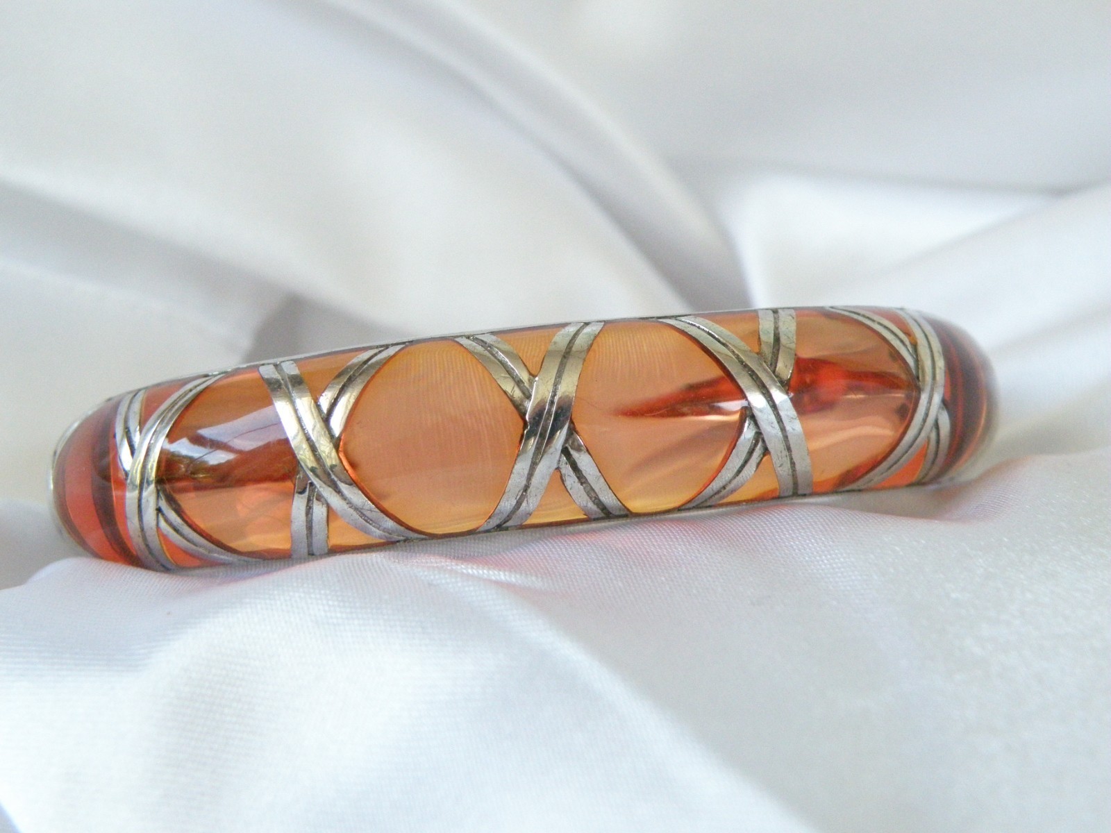 Angelique de Paris Sterling Silver Bamboo Thick Hinged Bracelet 7.5″