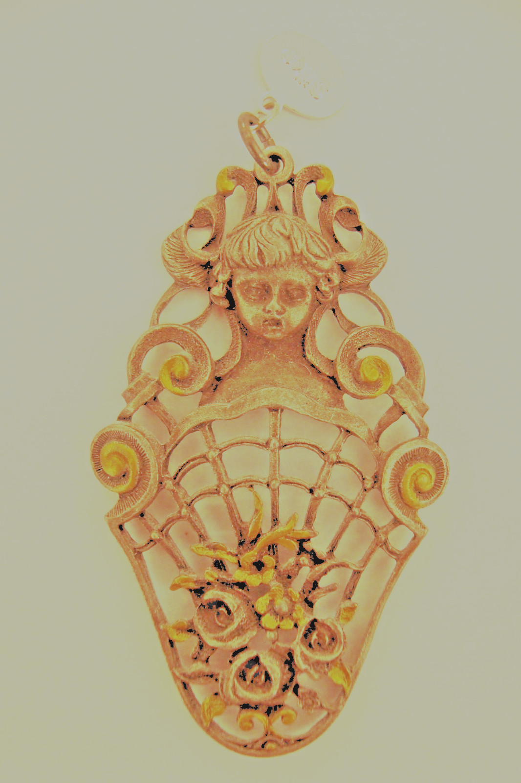 Vintage SILKA German Style Pewter Art Deco Cherub Pendant or Ornament (J144)