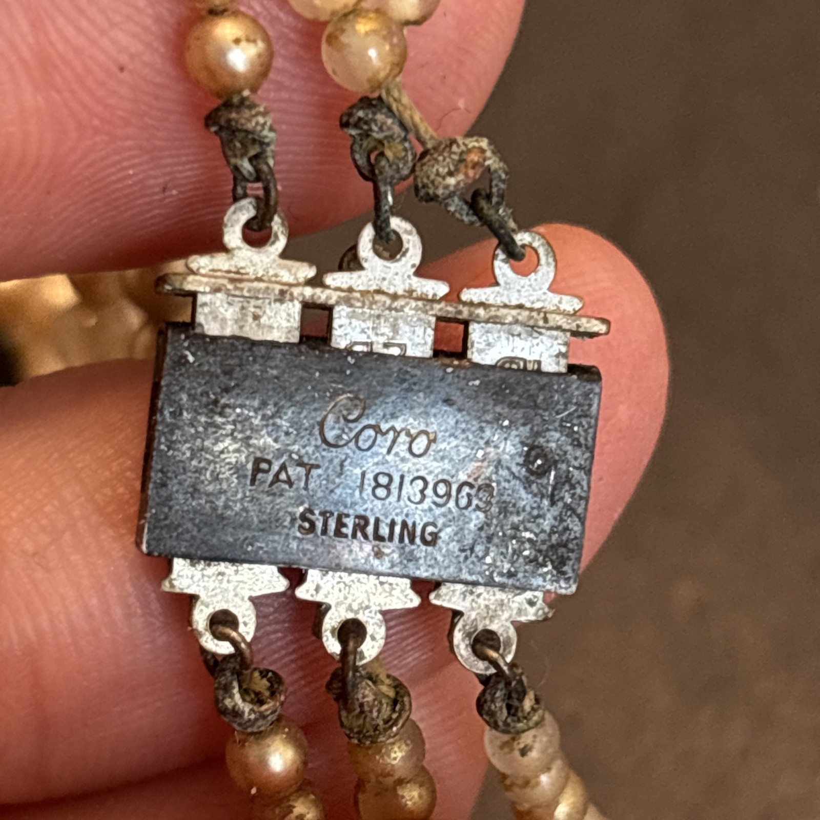 Coro Sterling Silver Clasp Only Triple Box Patent 1813963 Vintage 1931 M