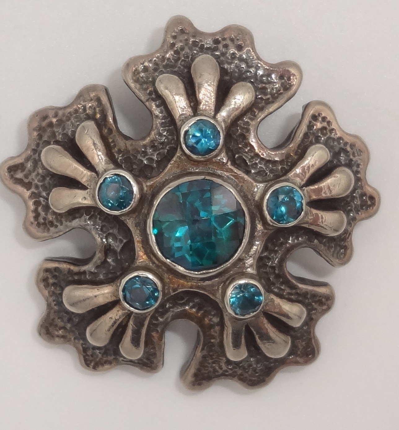 Vintage DIAN MALOUF DLM Sterling Silver & Topaz Snowflake Brooch 14.1 grams