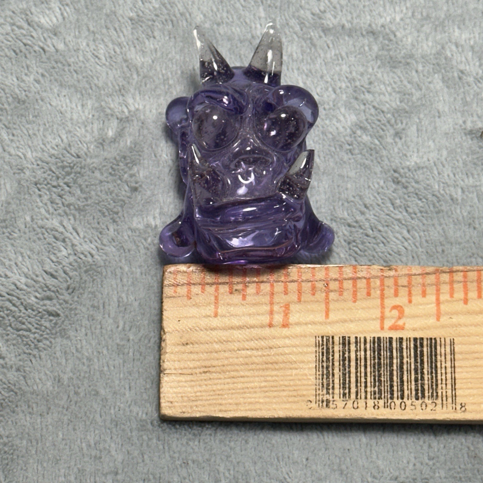 Y2k 2000s Hand Blown Glass Art Deco Demon Monster Head Pendant Necklace 2×1.5