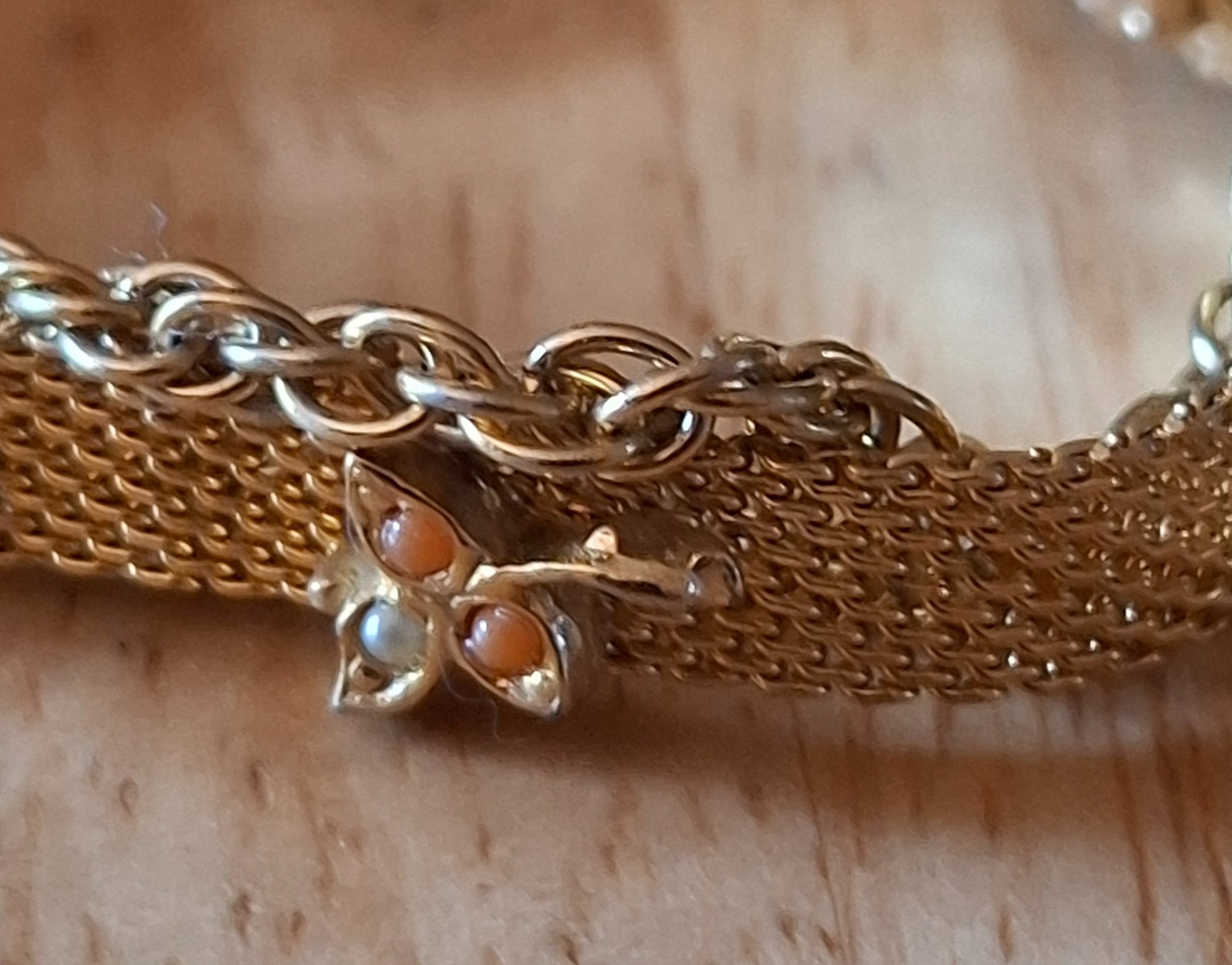 Vintage MCM Jewelry Goldette Gold Tone Mesh & Chain Bracelet – slight damage