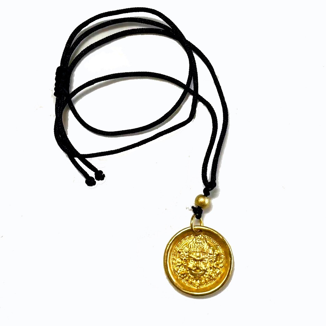 Tibet Amulet Pendant Gold-plated (NOT SURE) mark ‘999’, Braided Rope Adjustable