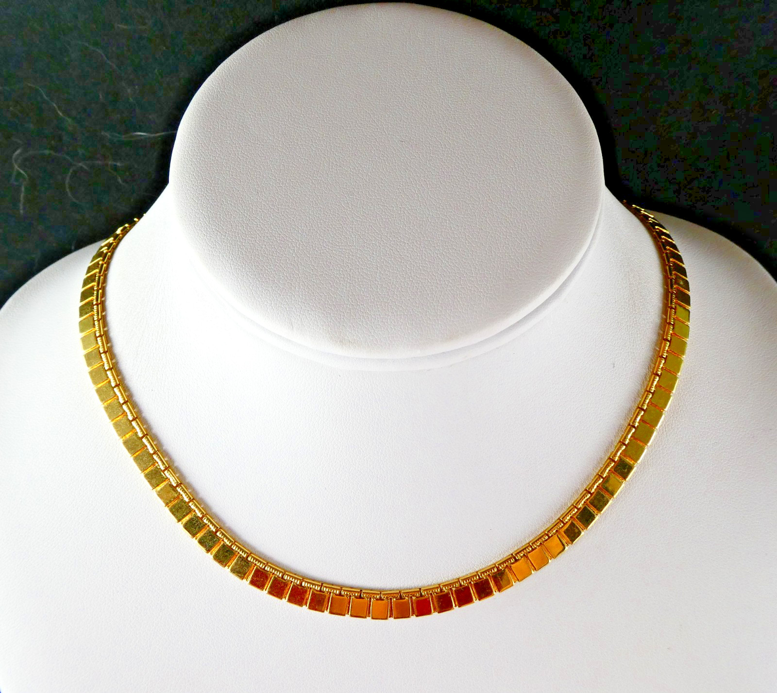 Vintage MONET Gold Tone Chain Flat Square Link 16.5″ Super Shiny Nice Quality