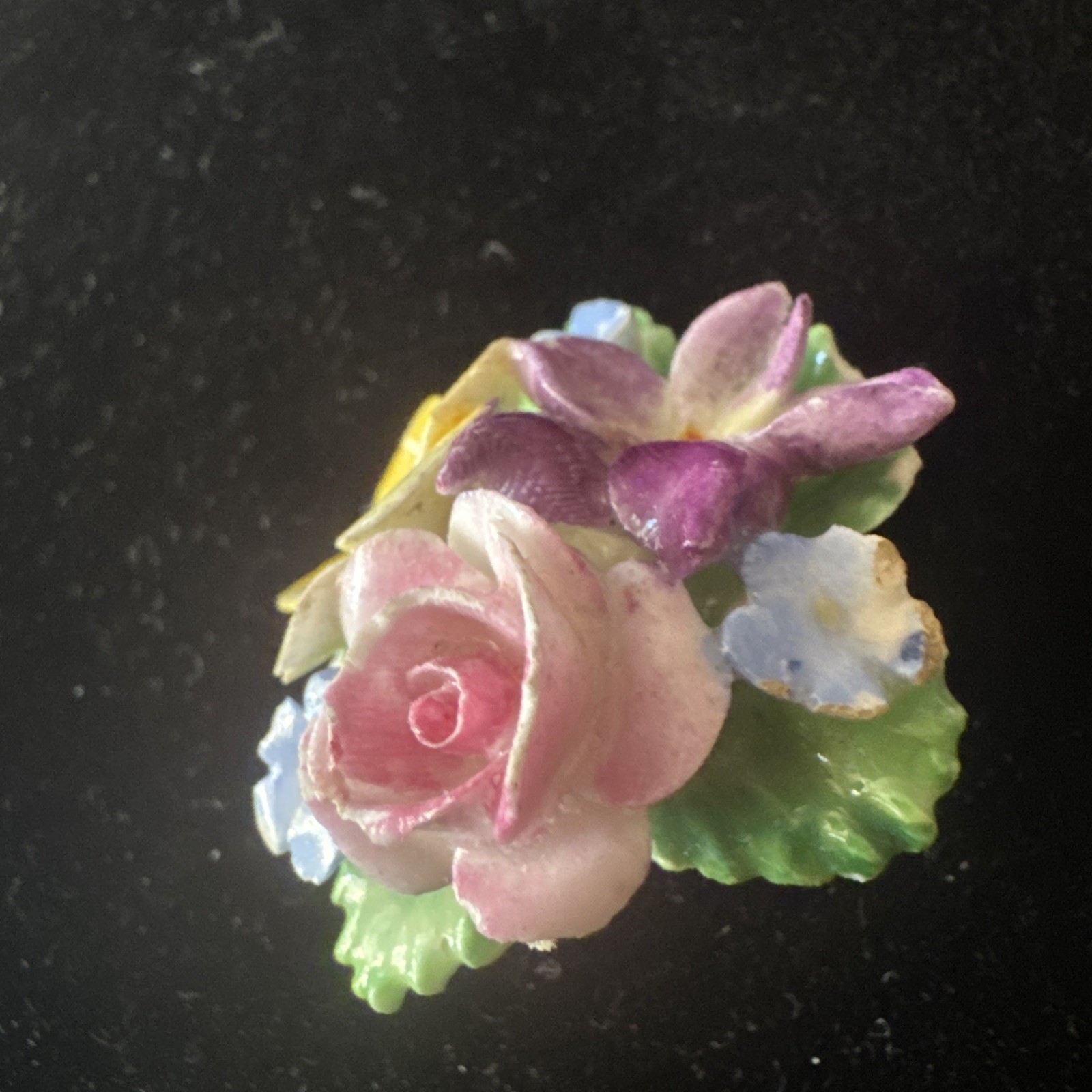Crown Staffordshire Brooch-1930s Antique English Bone China Porcelain Flower Pin