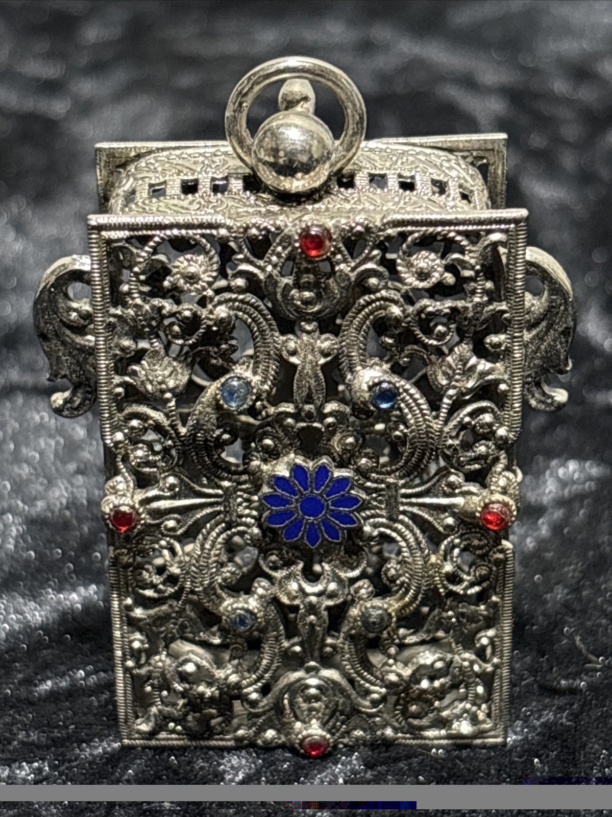 Antique Silver Tone Vinaigrette Hinged Pendant Purse Rare No Chain