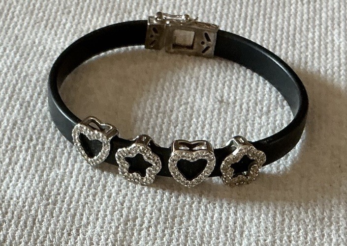 Signed, 925 DBJ, Sterling Slide Charms Heart Star Bracelet