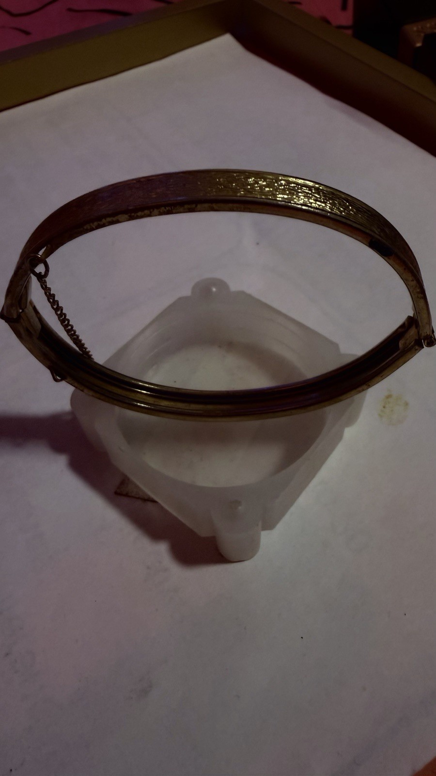 Vintage Gold-Tone Hinged Bangle Bracelet-Textured Finish Classic Statement Piece