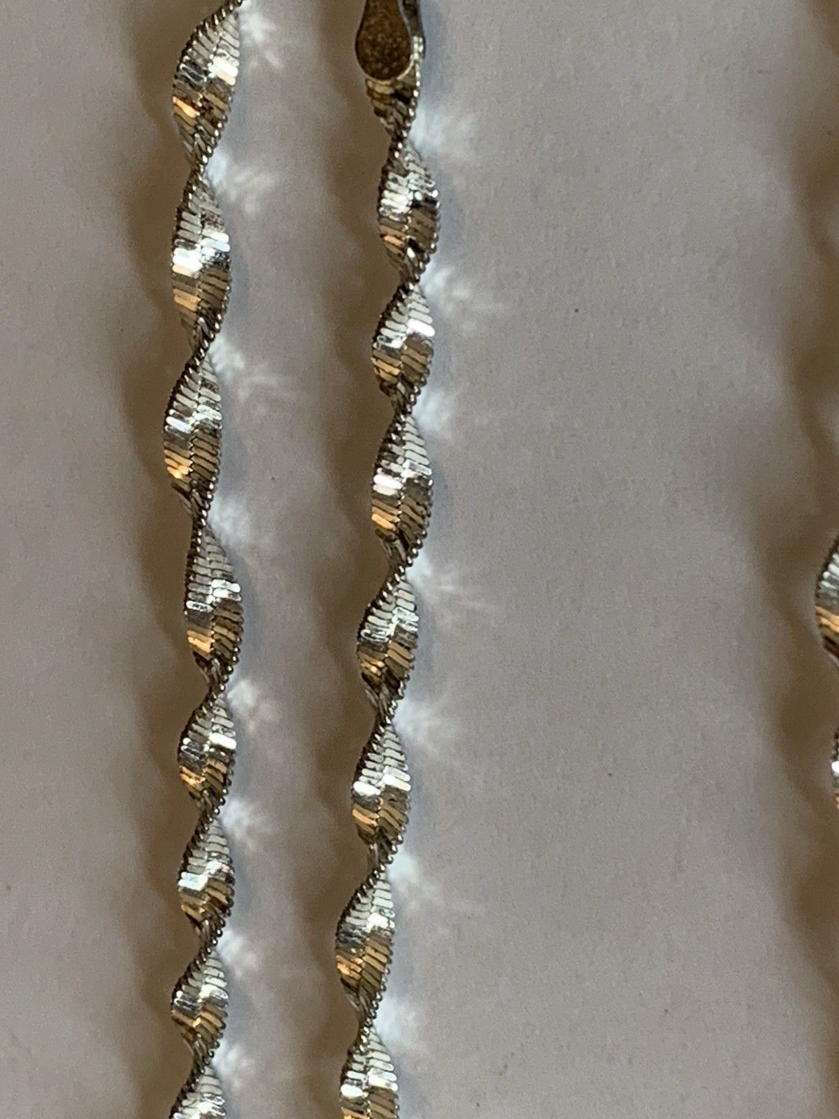 Vintage Sterling Silver 925 Twisted Herringbone Necklace Marked Italy 19 3/4”