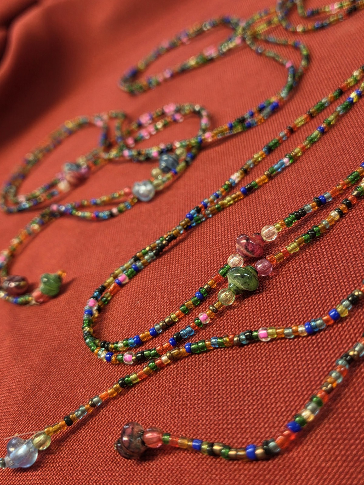 Vintage Multi-Strand Seed Bead Necklace 4 Strand Wrap Boho Tribal Glass Beads…
