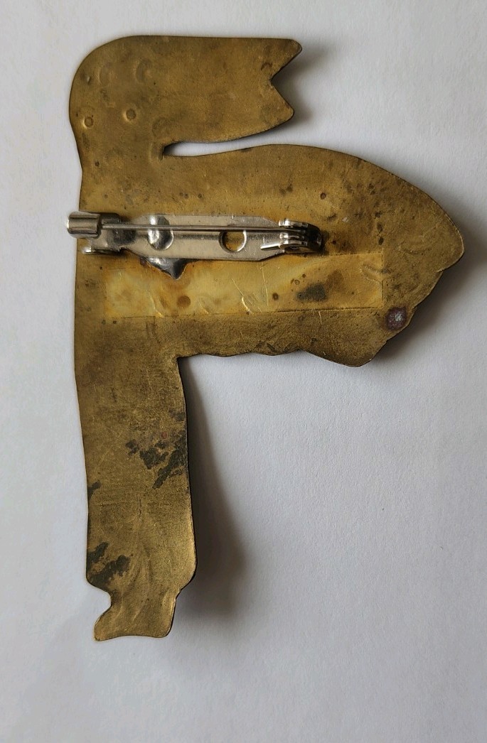 Vintage Mid Century Modern Angel Brooch Mixed Metal Brass/Silver/Copper Pin