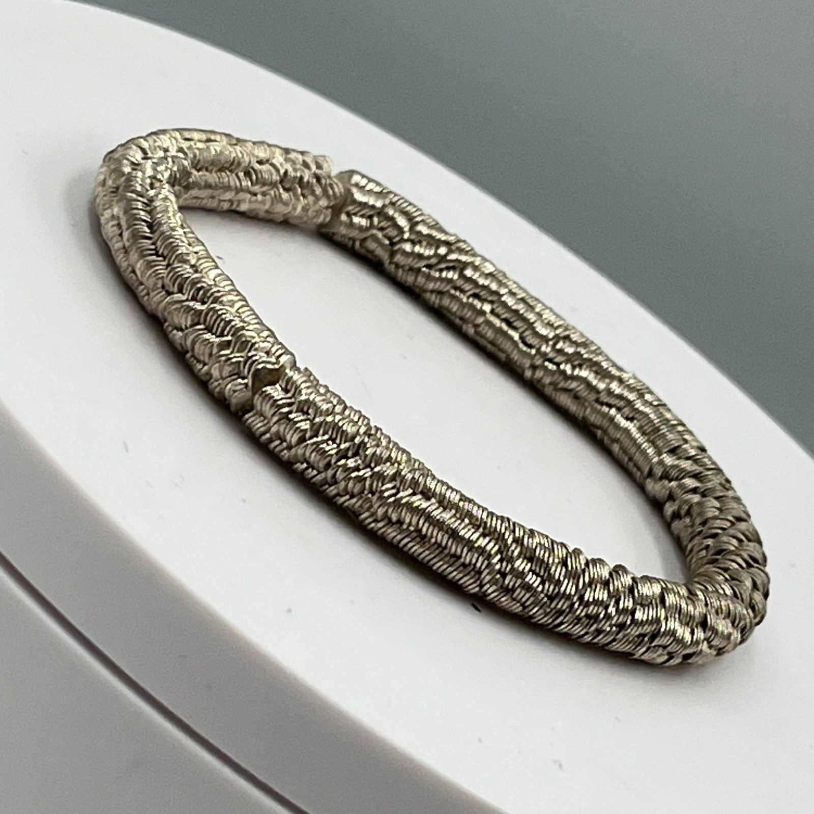 Vintage Silver Tone Coiled Wire Wrap Bracelet Textured Multi Strand Cuff Bangle