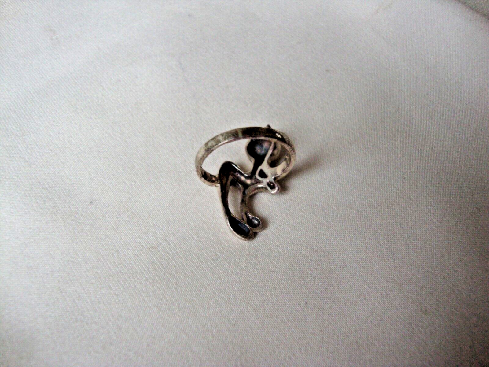 VINTAGE 1970s RETRO MOD 3D HIP CAT RING STERLING SILVER STAMPED 925 SZ 6