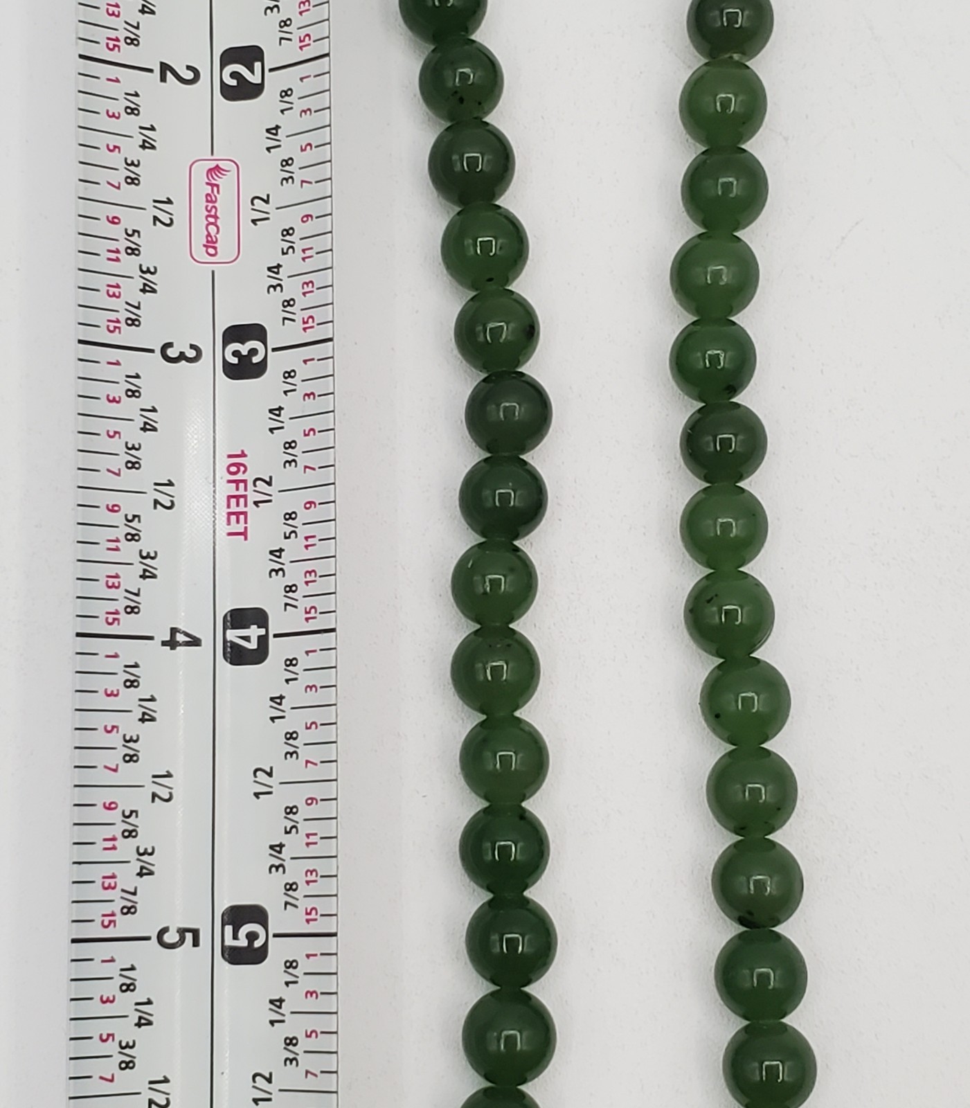 VTG 925 Spinach Jade Crane Dragon Pendant 24in Bead Necklace Carved Reversible