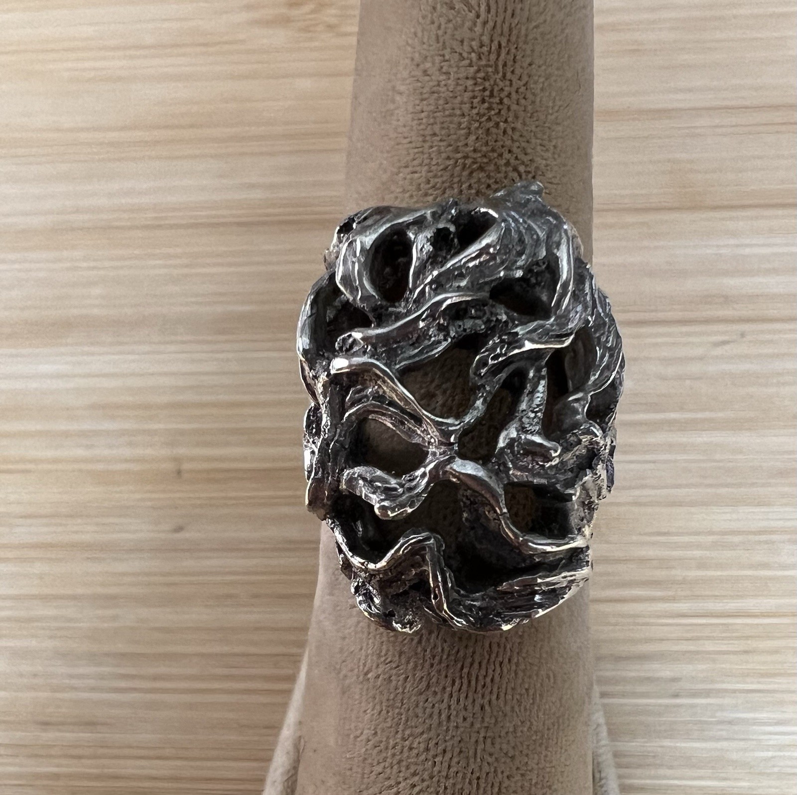 Vintage Brutalist Modernist Sculpted Organic Sterling Silver 925 Ring 6.25