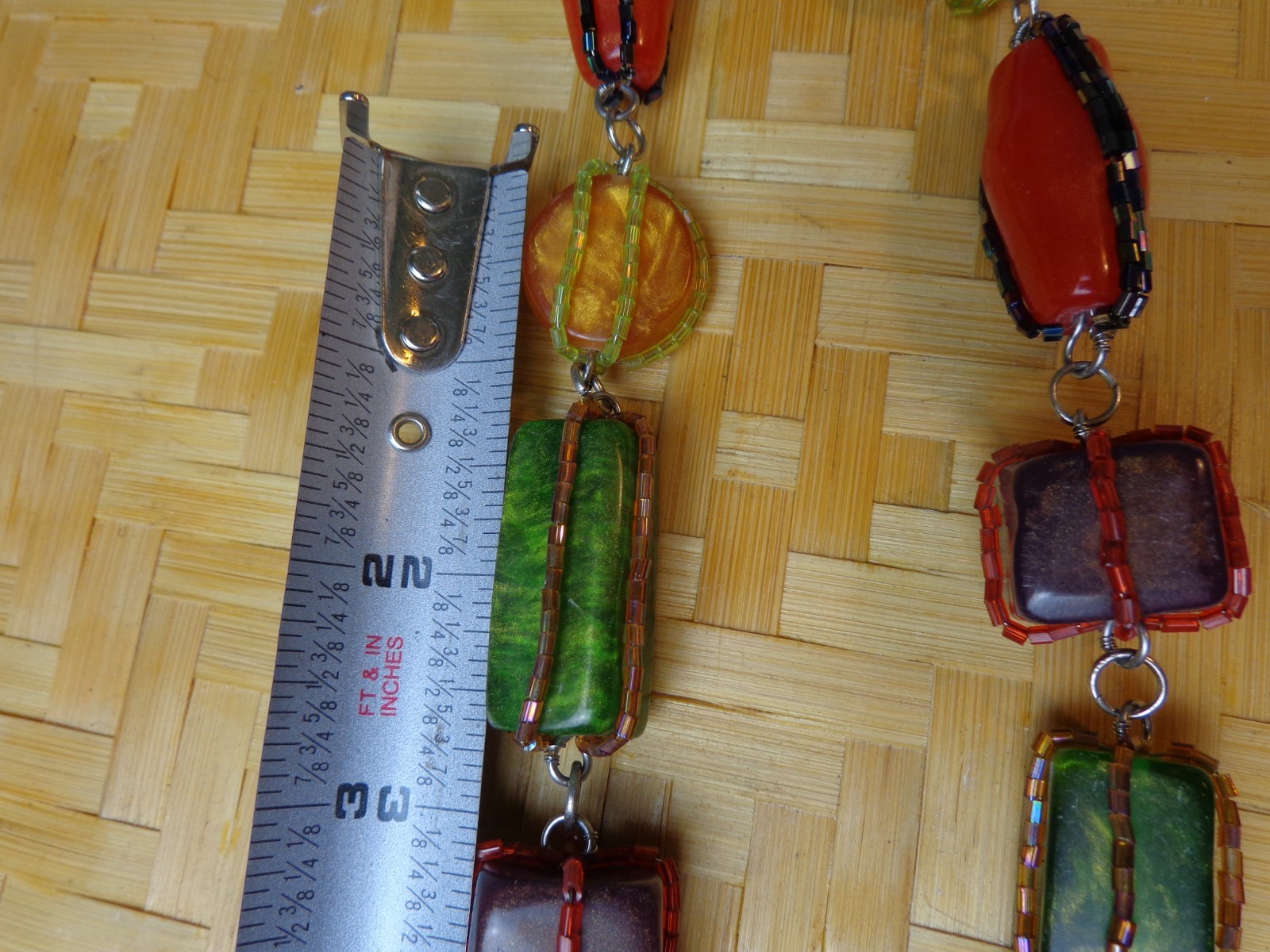 ZAHARA Necklace Chunky Signed Vintage Resin Beaded Statement Boho Whimsy