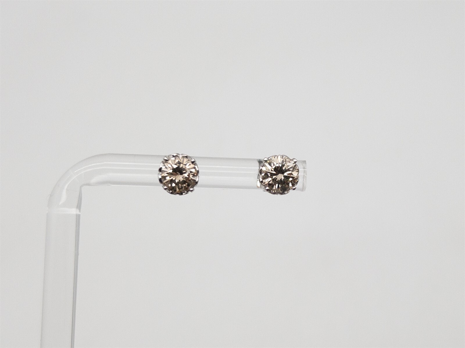 Designer $5000 1.75ct Natural Champagne Diamond 18k White Gold ETERNITY Earrings