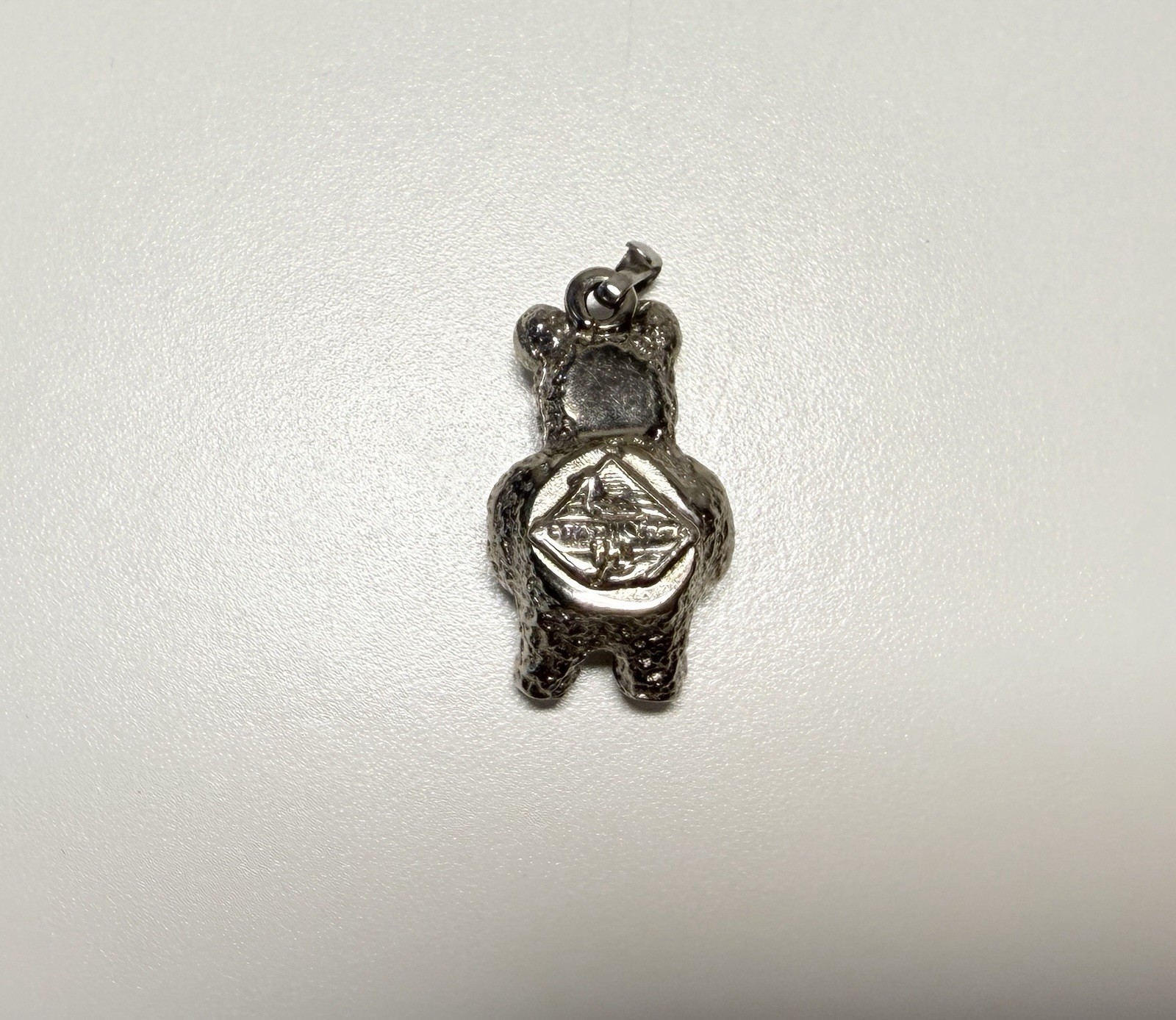 Vintage CHAN Bear Pendant Abalone Shell Paua Bear Charm Silver Tone
